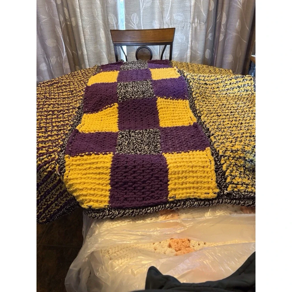 Crochet Handmade Afghan Lap Cover Perfect For Vikings Games 48